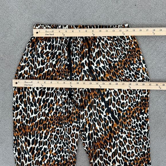 Betsy Johnson Leopard Print Sateen Flannel Pajama Set Brown Black Large - Picture 10 of 11